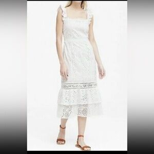 Elegant White Eyelet Dress from Banana Republic